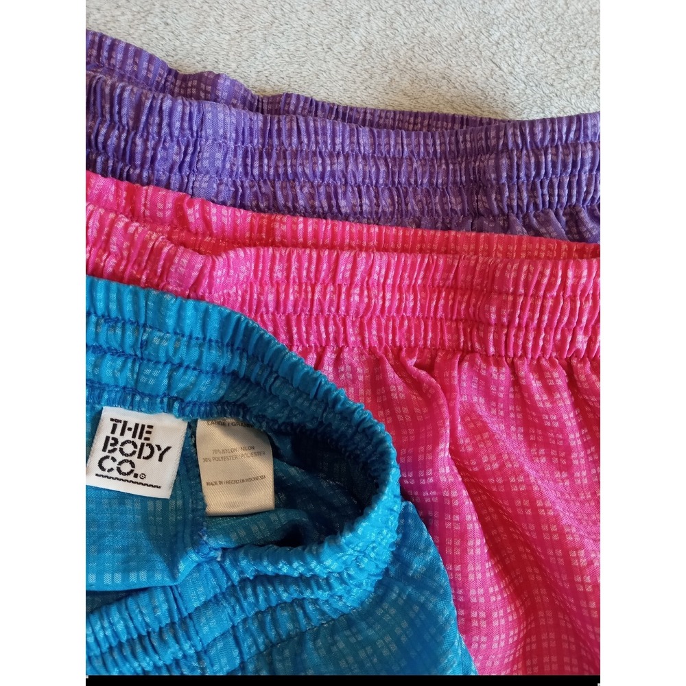 3 Vintage The Body Co Purple Blue Shorts High Rise Nylon Front Pockets Womens L